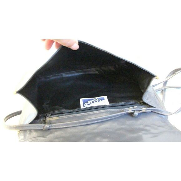 LITTLE DAISY ITALY GRAY GENUINE LEATHER QUILTED FLAP X-BODY SHOULDER BAG CLUTCH - Picture 8 of 11